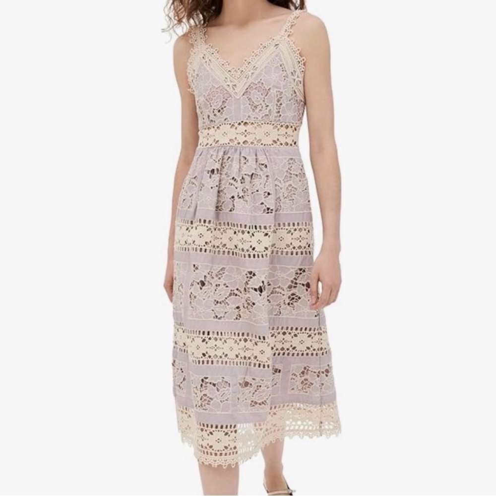 Sea New York Joah Lace Midi Dress - Lavender & Cream